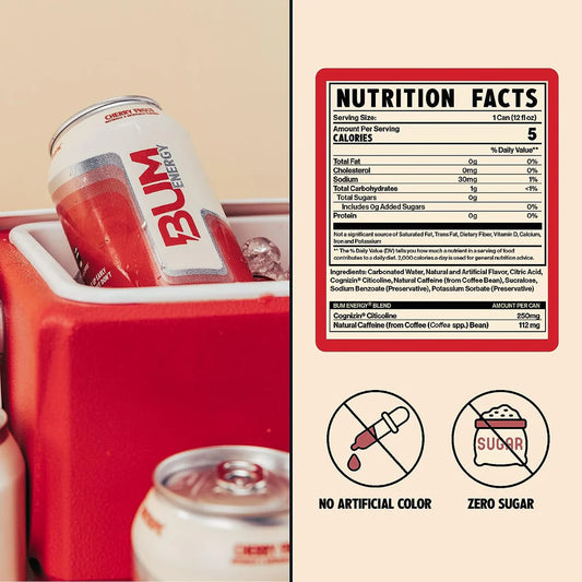 BUM Energy Drink Cherry Frost 355ml UAE | 0 Sugar | FORCE