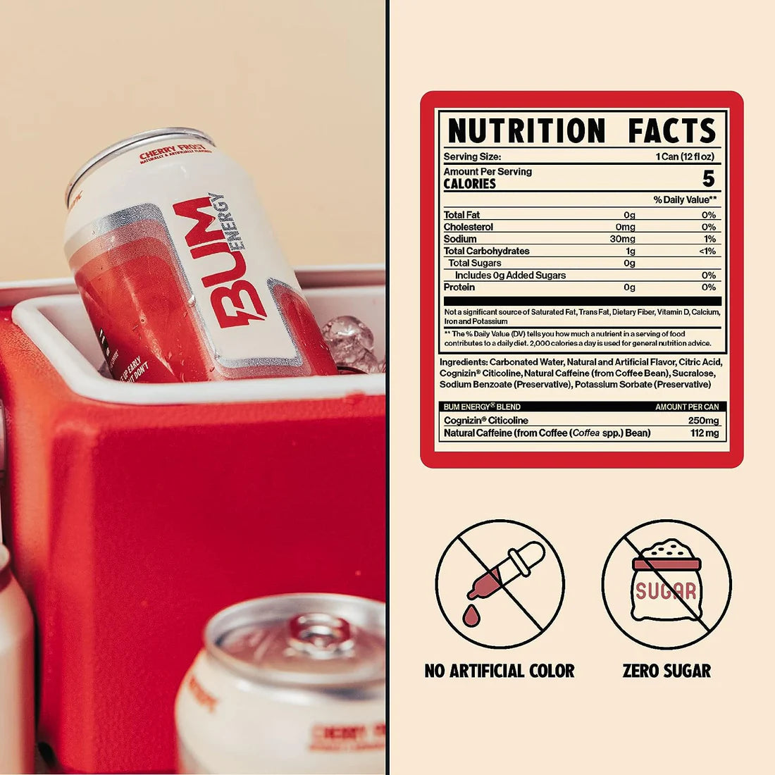 BUM Energy Drink Cherry Frost 355ml UAE | 0 Sugar | FORCE