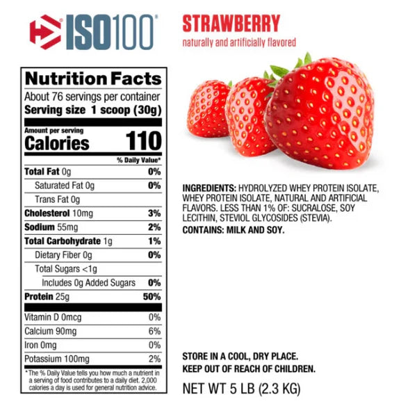 Dymatize ISO100 Strawberry 2.3kg UAE | 100% Whey Isolate | FORCE