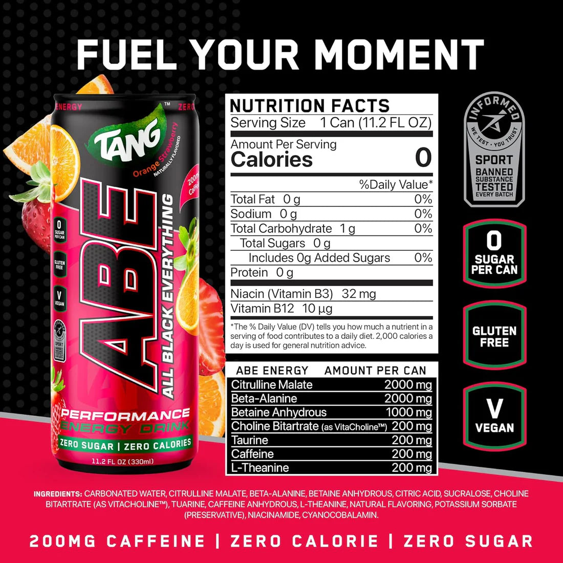 ABE x Tang Orange Strawberry Performance Energy Drink 330ml | FORCE