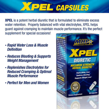 MHP XPEL Herbal Diuretic 80 capsule UAE | Rapid Water Loss | FORCE
